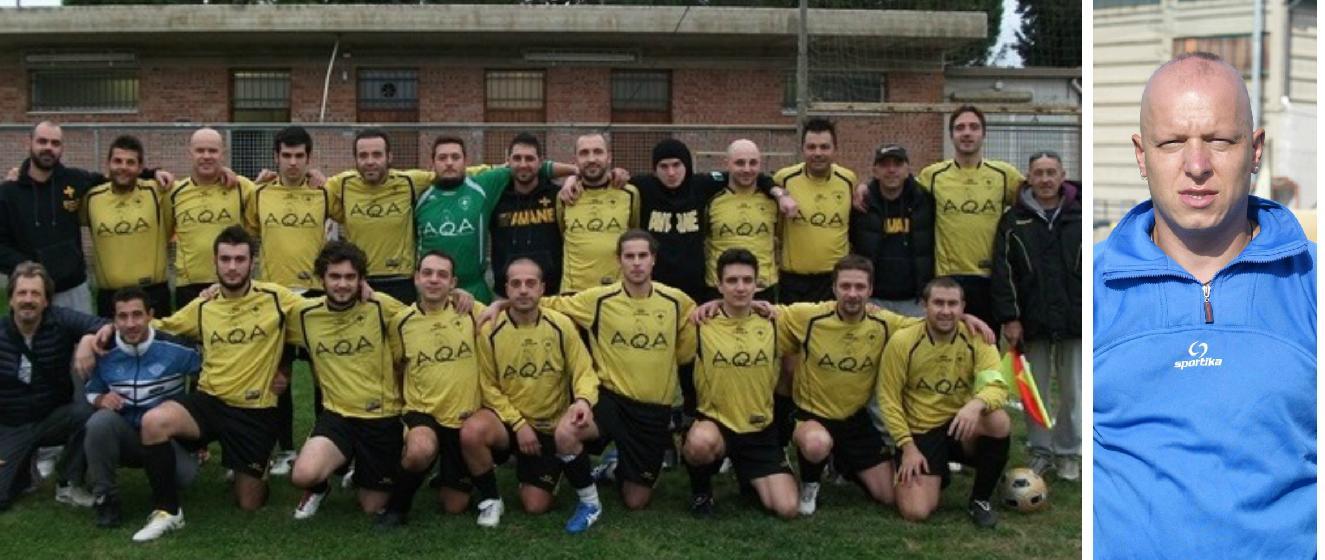La formazione del Noi d’Avane e, accanto, l’attaccante Michele Forciniti