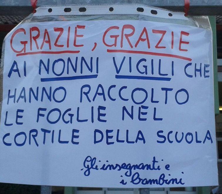 L’autunno arriva a febbraio E i nonni puliscono il cortile 