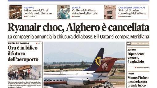La Nuova Sardegna - prima pagina - 3 febbraio 2016