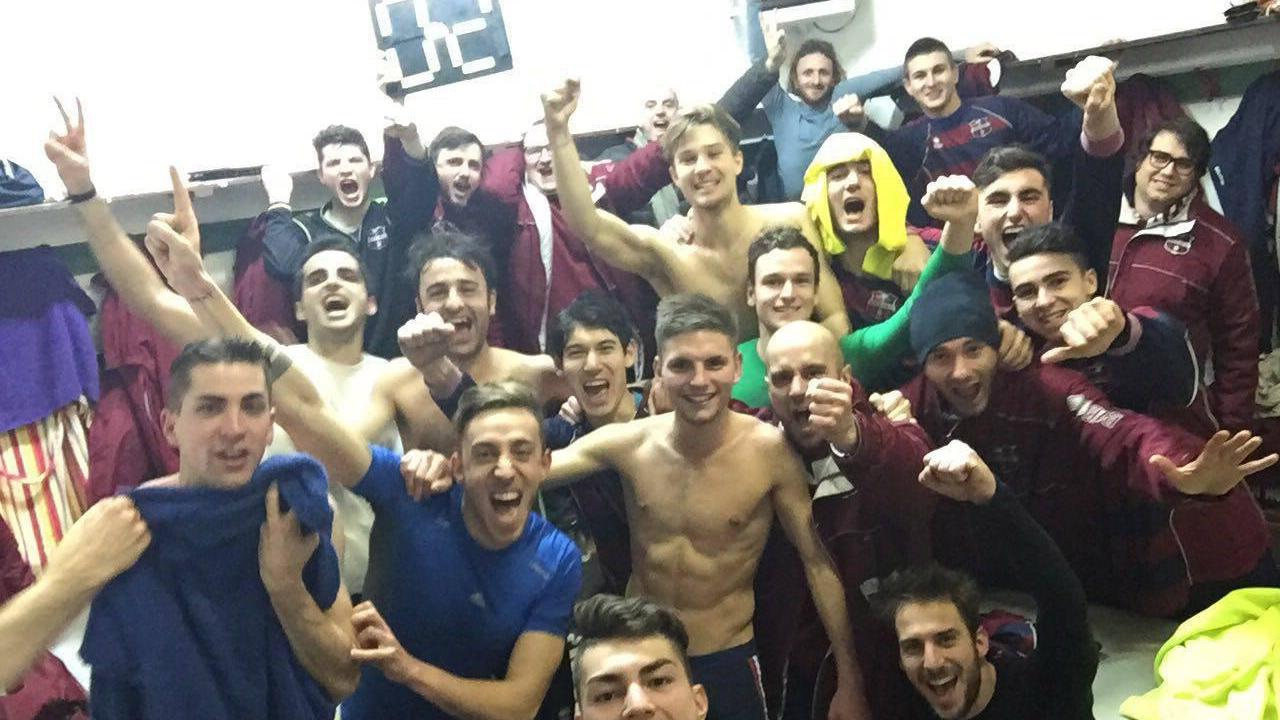 La gioia dei giocatori della Zenith Audax dopo la vittoria sul Bibbiena
