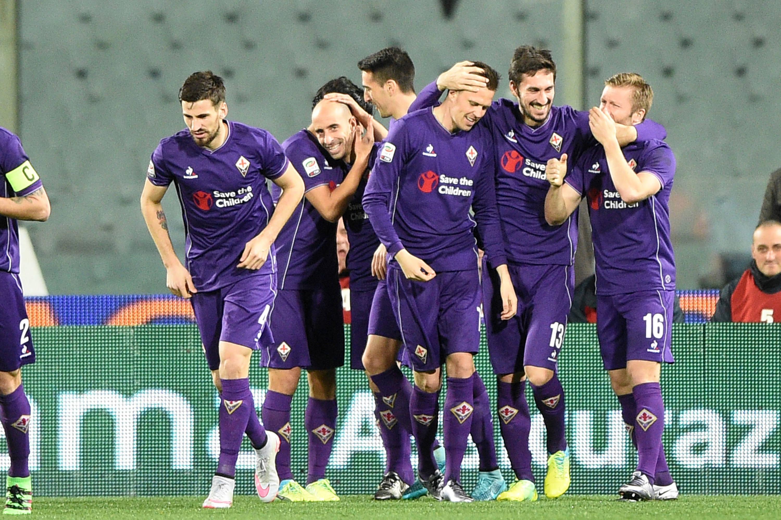 L'esultanza della Fiorentina
