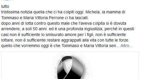 Addio a Michela madre di due atleti scomparsa a 50 anni