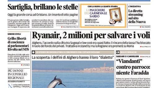 La Nuova Sardegna - Prima pagina - 7 febbraio 2016