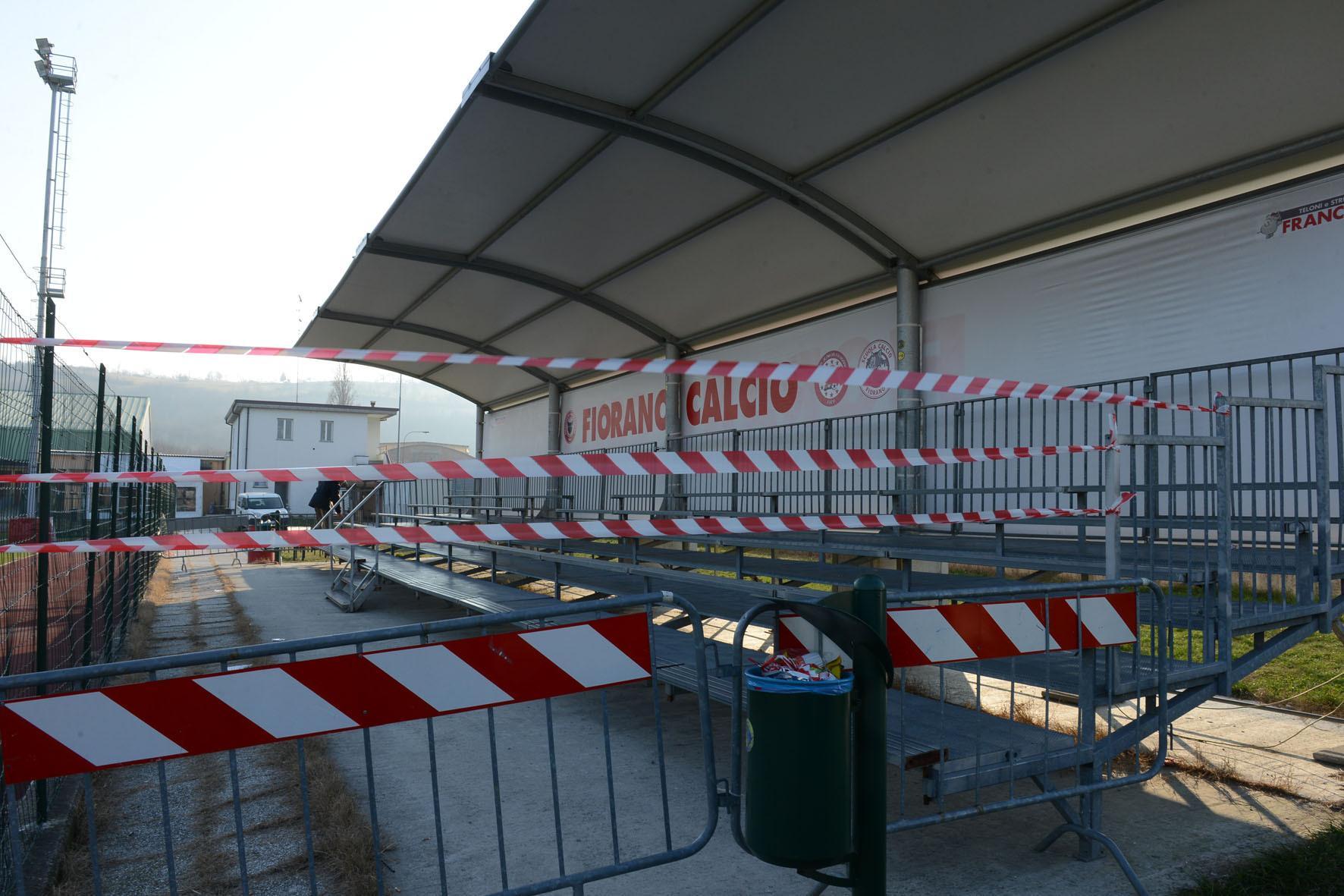 La tribuna dello stadio Ferrari di Fiorano dove i genitori si sono picchiati