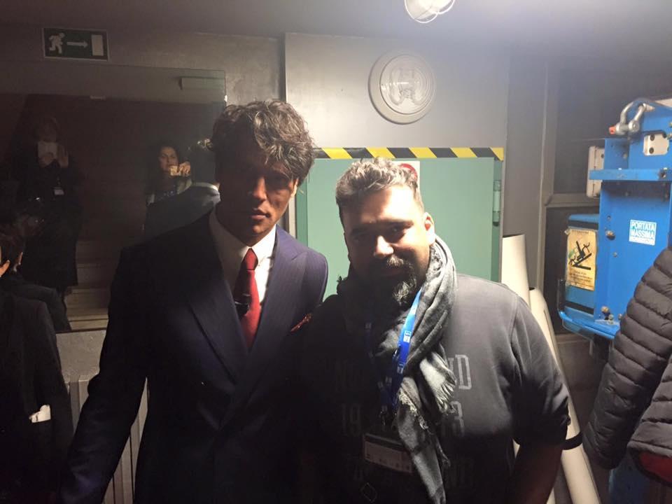 Da sinistra Gabriel Garko e David Giovani dietro le quinte del Festival di Sanremo