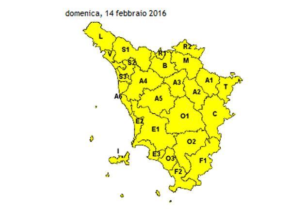 Maltempo in Toscana, allerta "gialla" in tutta la regione