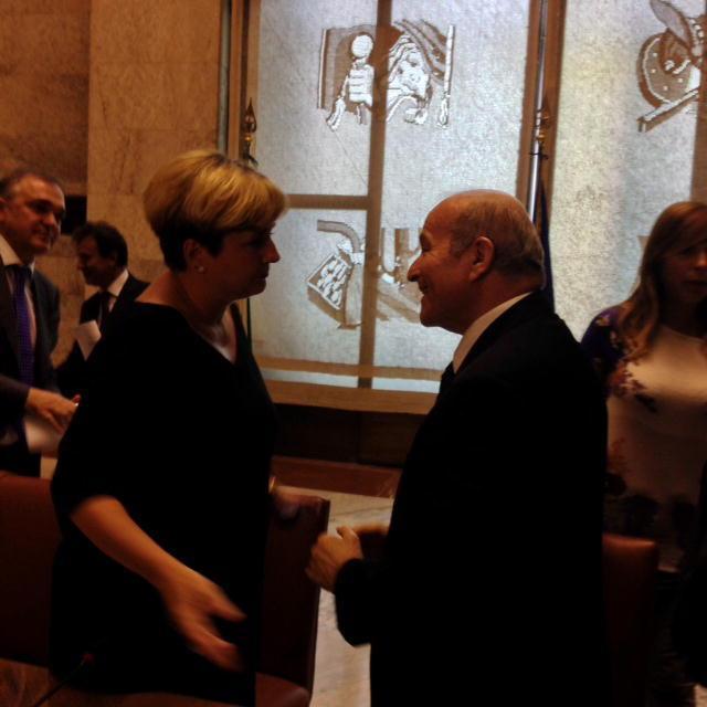 Il ministro Federica Guidi con Issad Rebrab