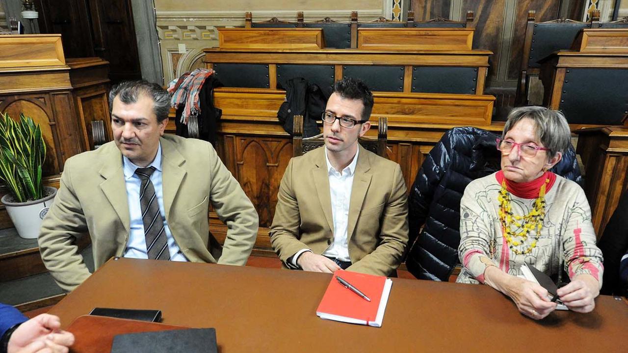 Da sinistra l'ex presidente di Parchi Luca Sbrilli con il nuovo, Francesco Ghizzani e il consigliere Maria Antonietta Schiavina (foto Paolo Barlettani)