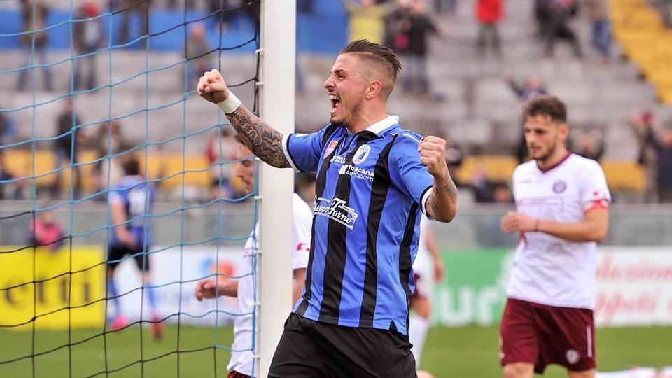 Il centravanti nerazzurro Umberto Eusepi (Francesco Batoni/pisachannel.tv)