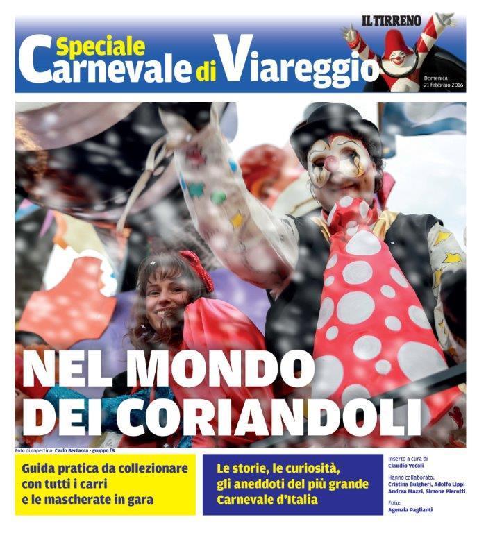 La copertina dell'inserto di 48 pagine dedicato al Carnevale di Viareggio