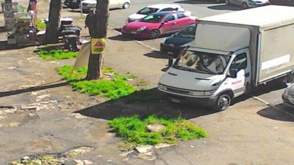 Buche ed erba alta: quel marciapiede è un pericolo