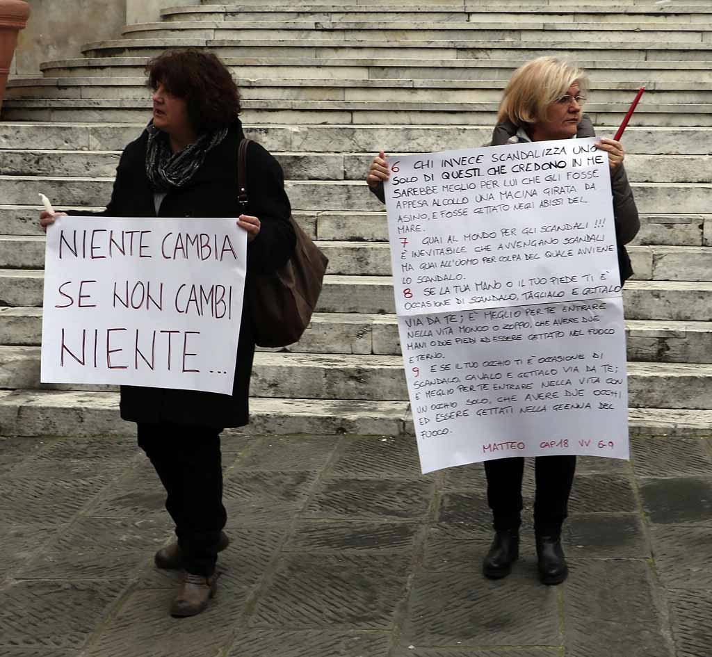 Un momento della protesta di domenica 21