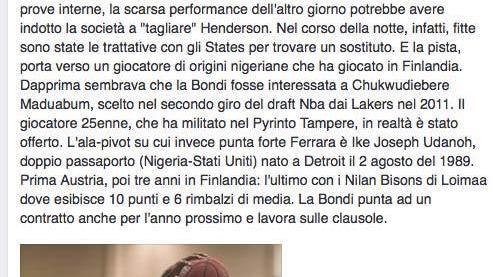 Fatta: la Bondi ha ingaggiato Udanoh