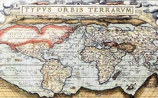 Un'immagine del mappamondo di Abramo Ortelio 