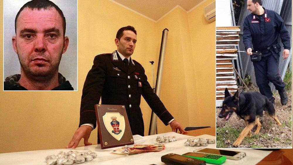 La conferenza stampa del capitano Guerrini, l'arrestato Festim Shima e il cane Denver in azione