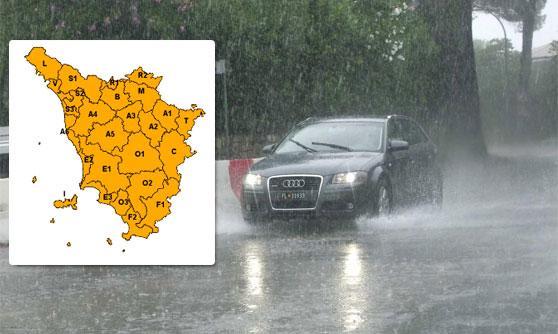 Allerta arancione su tutta la Toscana per domenica 28