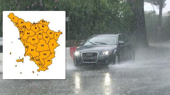 Allerta arancione su tutta la Toscana per domenica 28