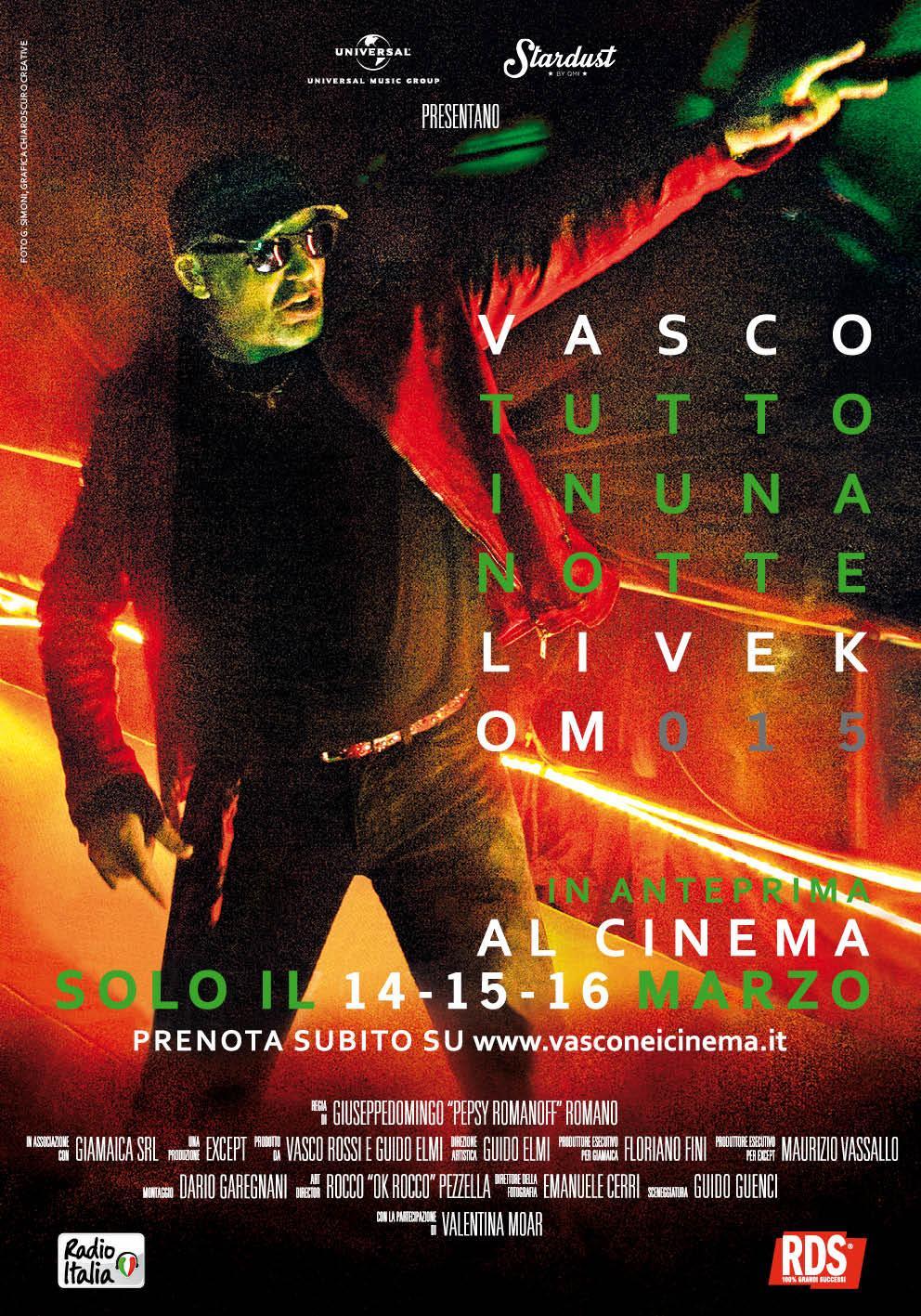Tutto in una notte: Vasco Rossi Live al cinema il 14, 15 e 16 marzo