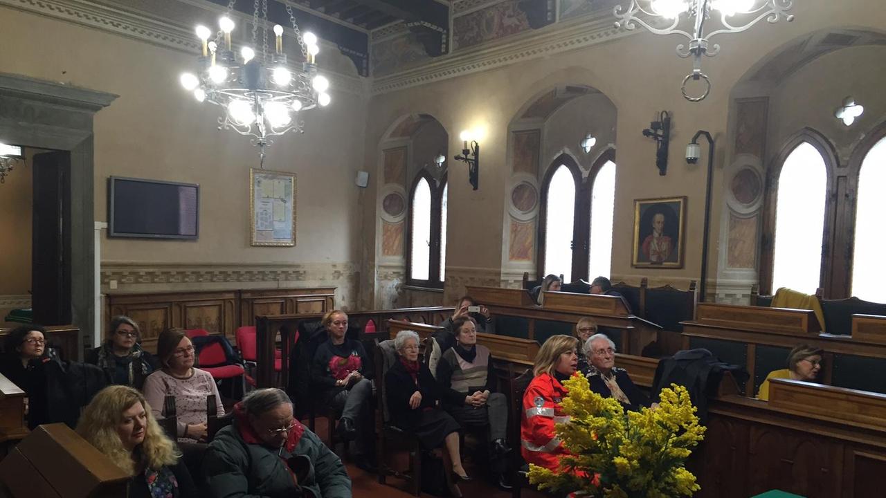 Un'immagine della sala consiliare durante le celebrazioni della giornata internazionale della donna 2016
