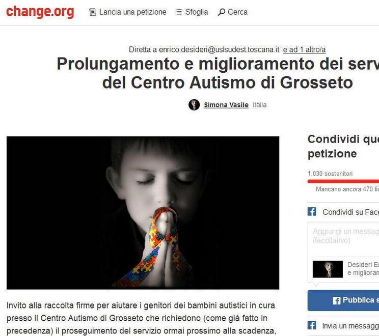Centro per l’autismo Mille firme per potenziarlo 