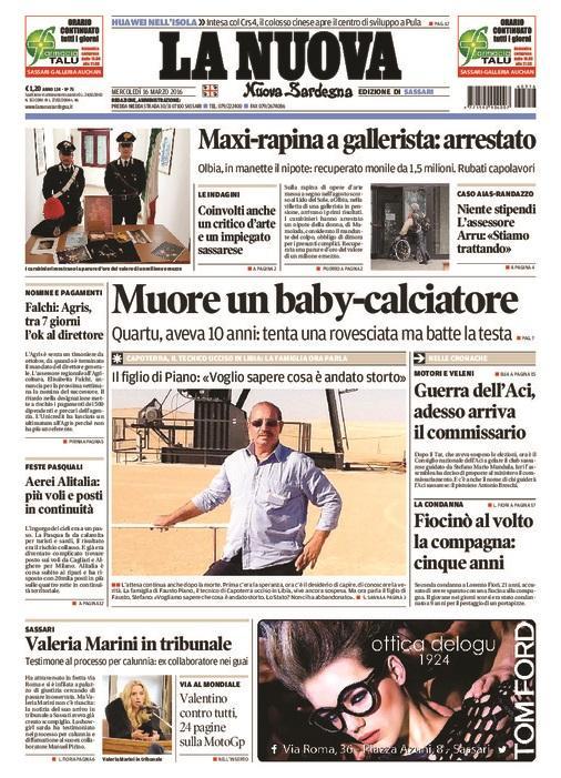 La prima pagina del 16 marzo 2016 