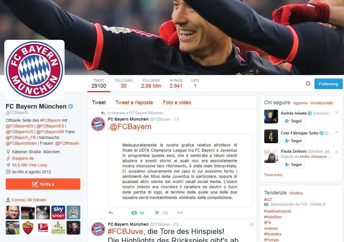 Il tweet di scuse