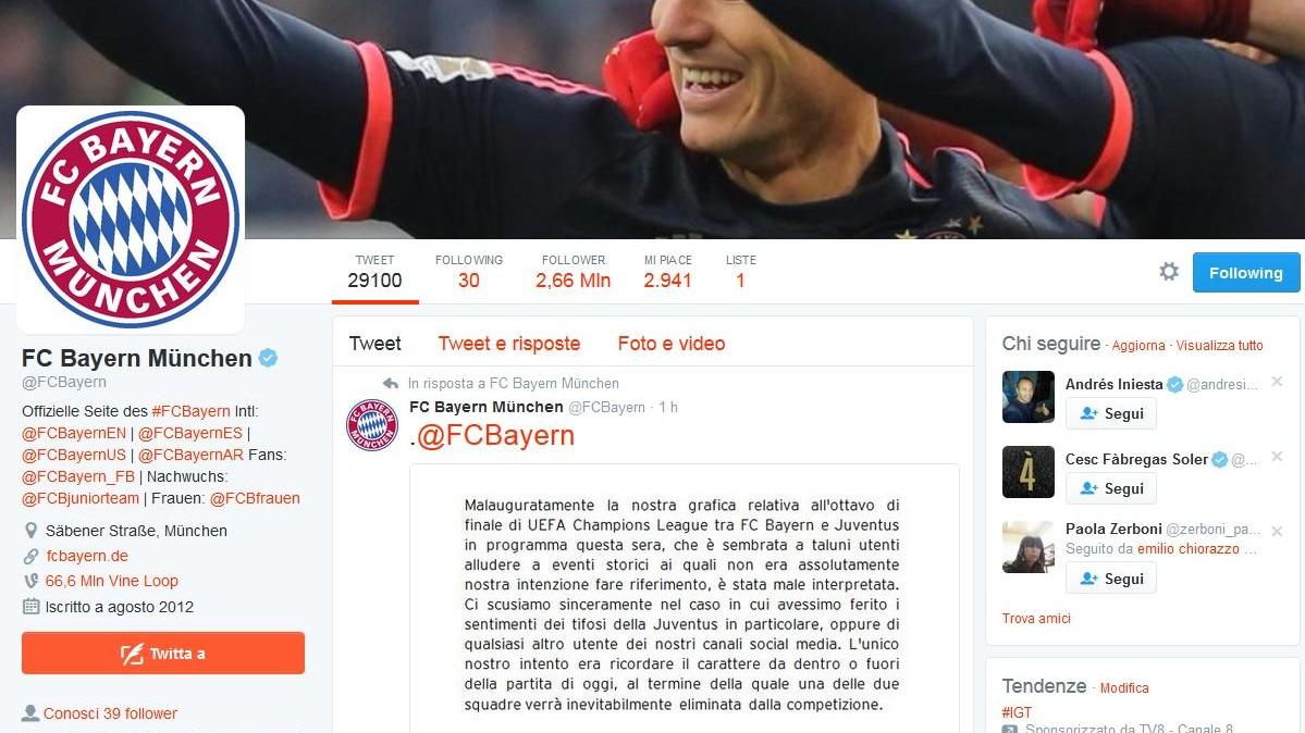 Il tweet di scuse
