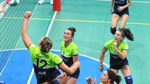 Le ragazze del Blu Volley Quarrata in azione (Foto Gori)