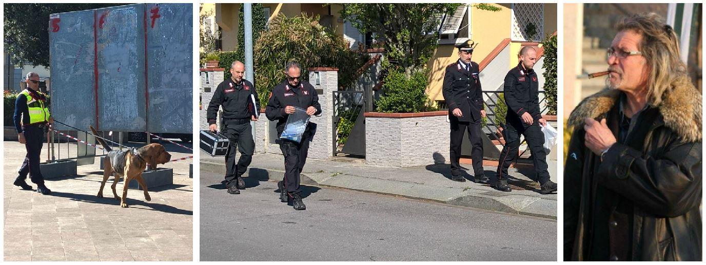 I carabinieri dell'unità cinofila a Limite sull'Arno e a destra Pierluigi Bellucci (Foto Agenzia Carlo Sestini)