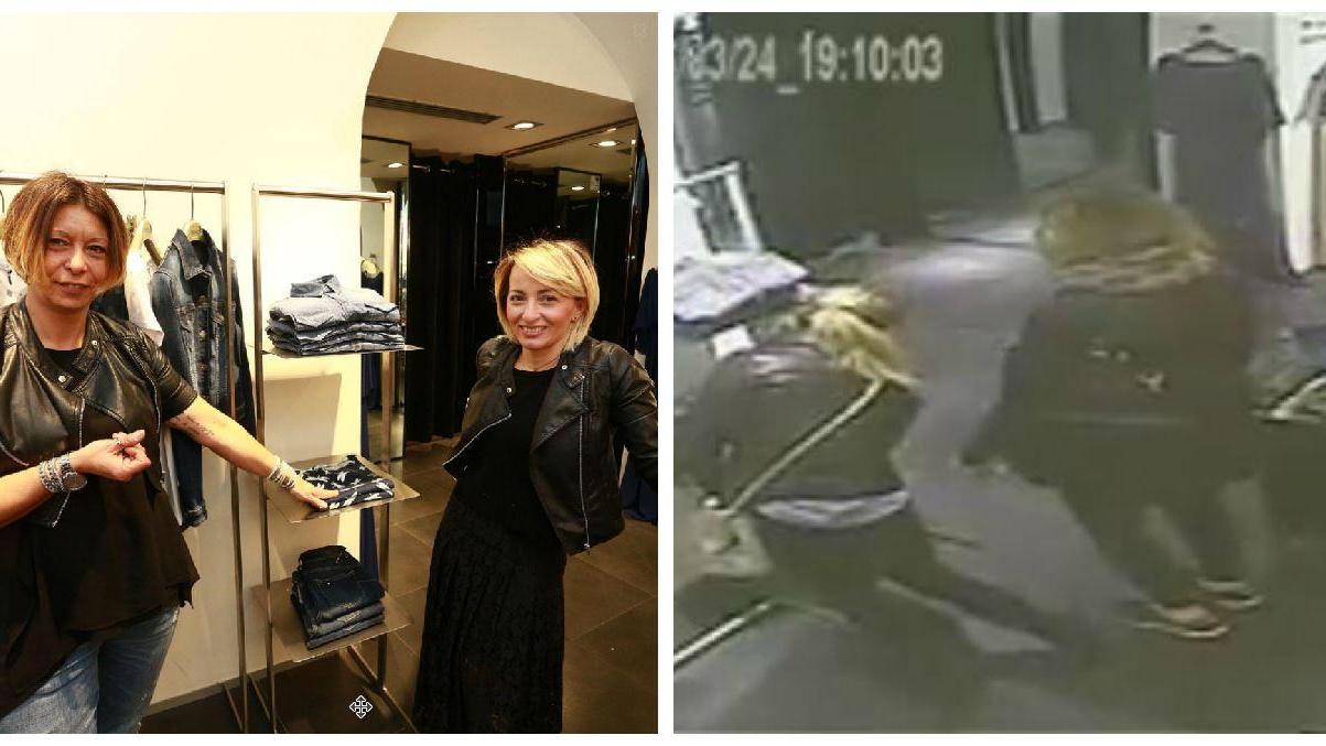 Clarissa Rossi e Antonella D’Anzi del negozio Liu Jo e un fermo immagine del video