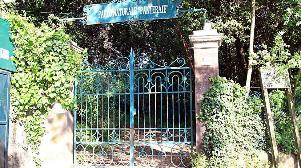 L’ingresso dell’ex parco naturale delle Panteraie (foto Nucci)
