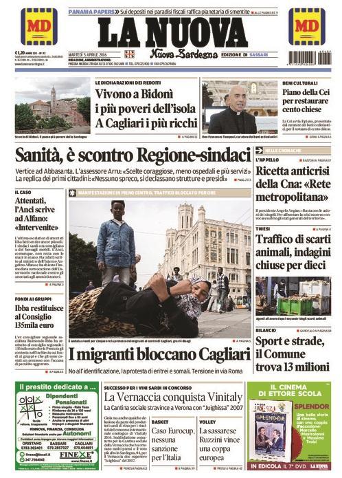 La prima pagina del 5 aprile 2016