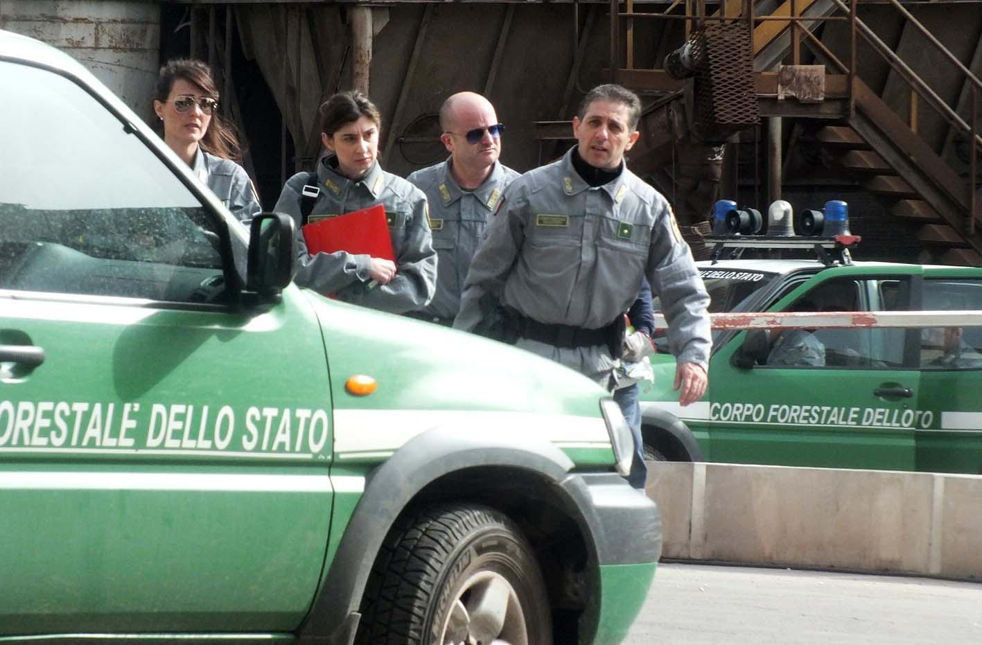 Un momento del blitz della Forestale in Aferpi (foto PaBar)