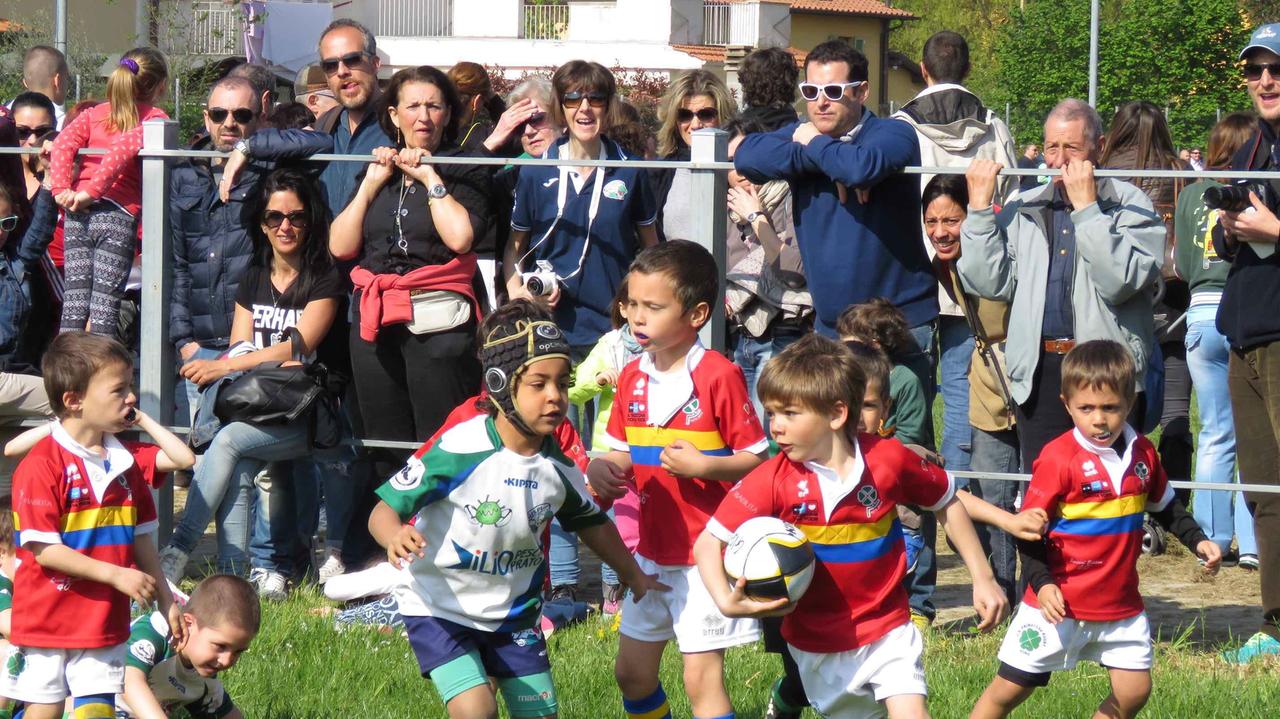 I piccoli giocatori di rugby sotto gli occhi dei genitori (foto Batavia)