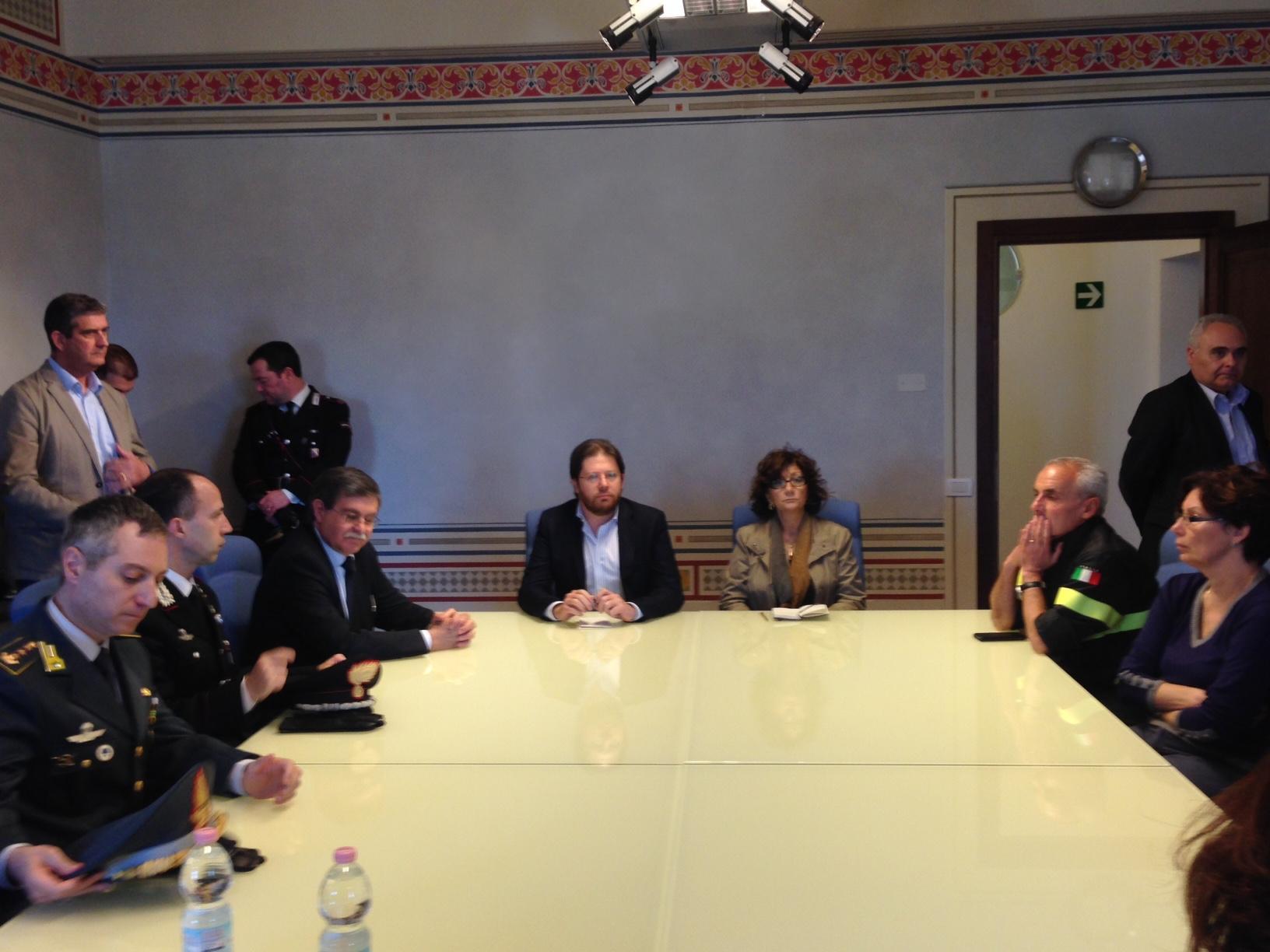 La riunione del coordinamento della protezione civile a Palazzo civico