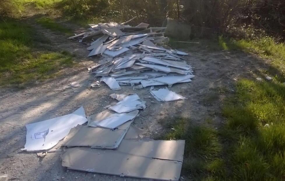 I cittadini scoprono i rifiuti abbandonati nel bosco da una ditta 