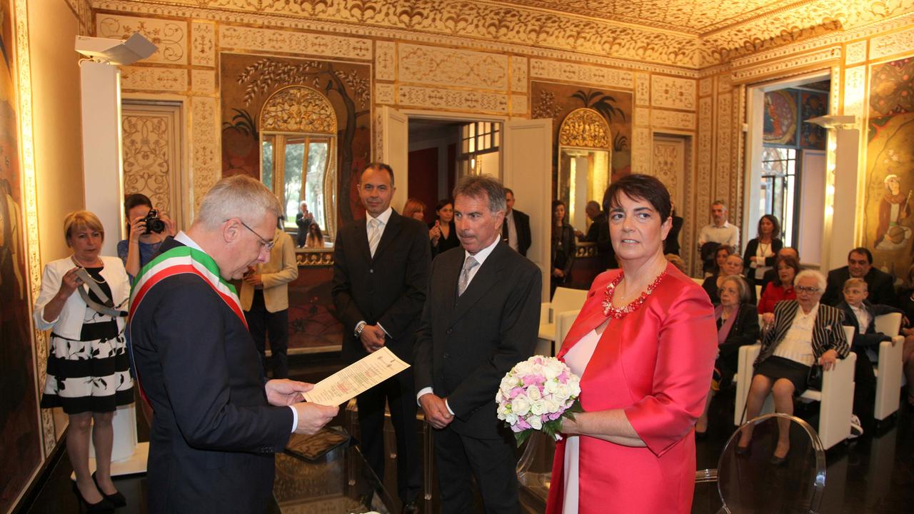 Federica e Fausto a Villa Argentina con il sindaco Del Ghingaro