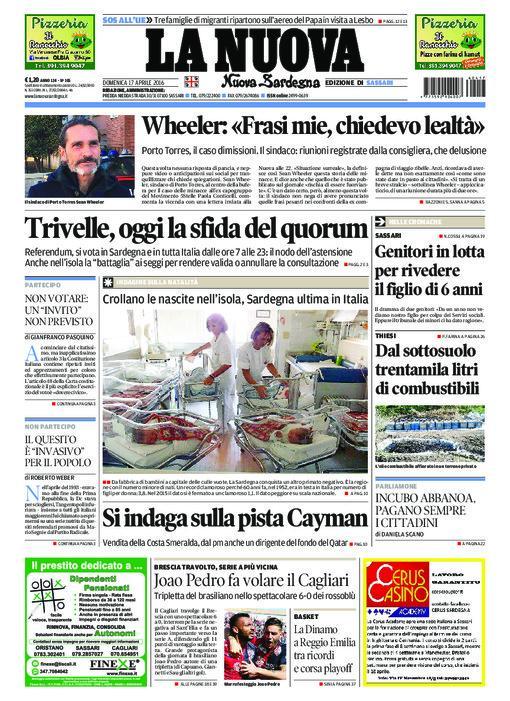La Nuova Sardegna - Prima pagina - 17 aprile 2016 