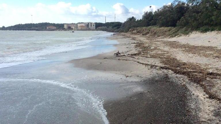 La zona della Bucaccia, erosa dal mare (foto Falorni/Silvi)