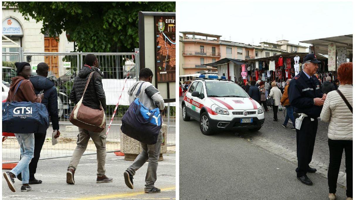 L'arrivo dei venditori alla stazione di Empoli e a destra i controlli della polizia municipale al mercato (Foto Agenzia Carlo Sestini)