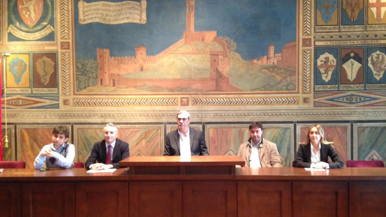 Un momento della conferenza stampa a San Miniato