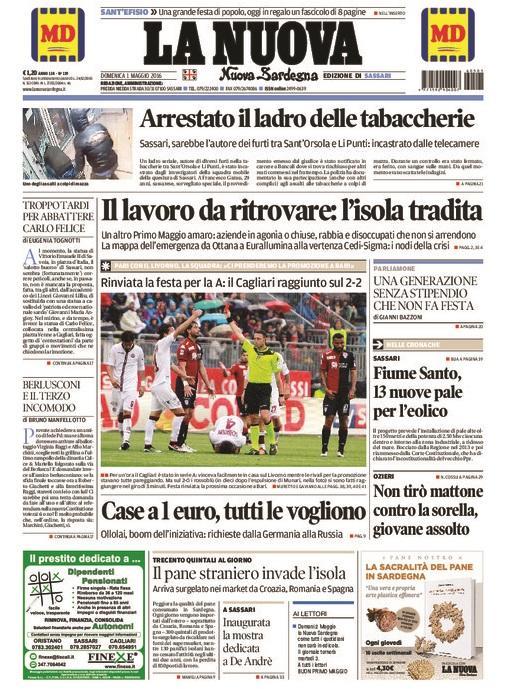 La prima pagina del 1° maggio 2016