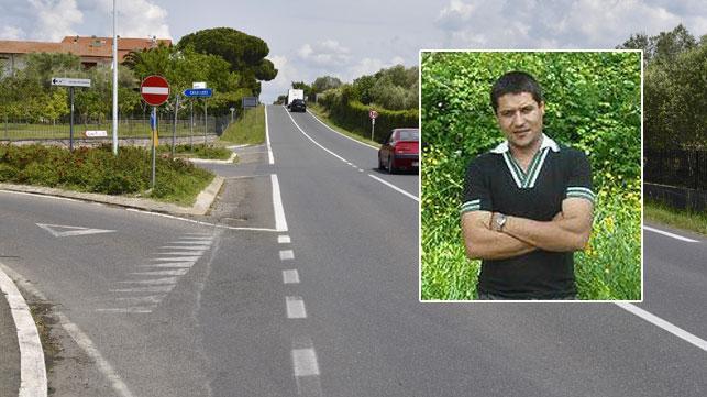 La strada Scanzanese. Nel riquadro Sergiu Rusu in una foto dal suo profilo Facebook