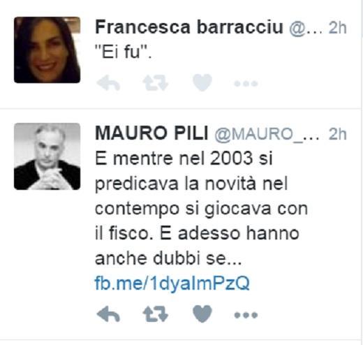 Il tweet pubblicato e poi eliminato da Francesca Barracciu
