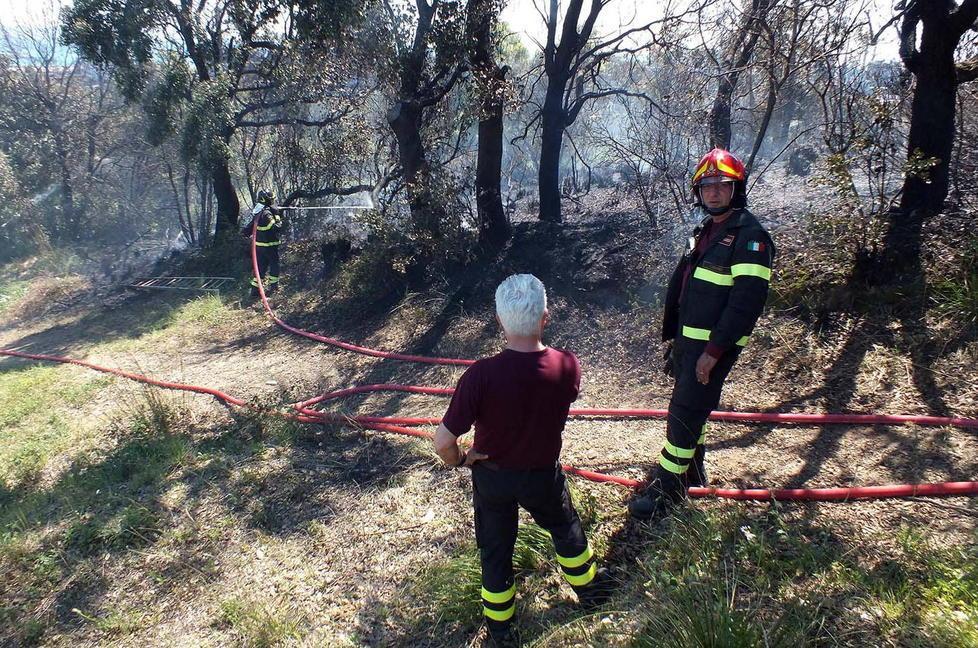 Incendio a ridosso delle case Vigili del fuoco in azione