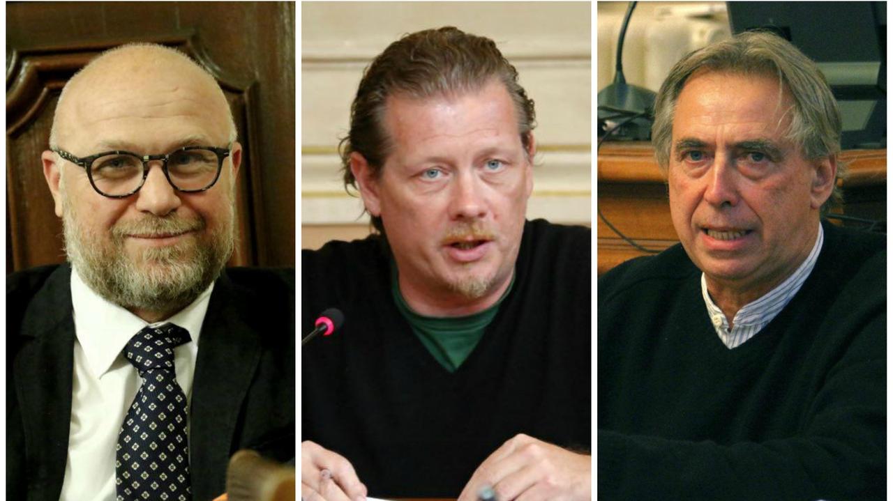 Il sindaco Nogarin, l'assessore Lemmetti e l'ex sindaco Cosimi