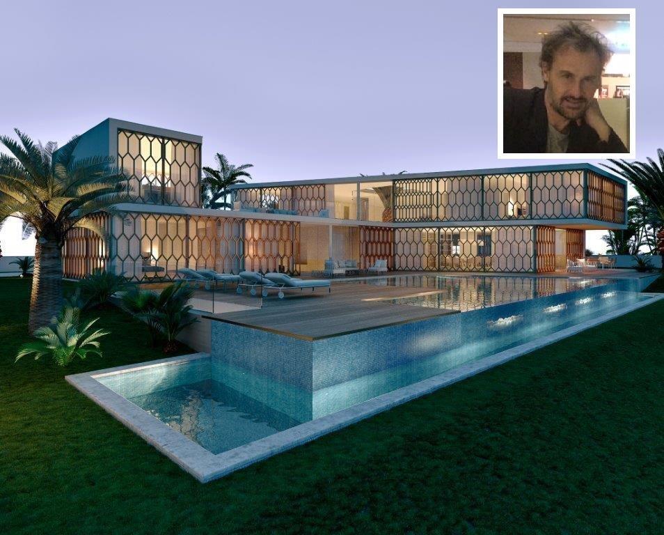 Una villa progettata a Dubai e, nel riquadro, l’architetto Luca Doveri