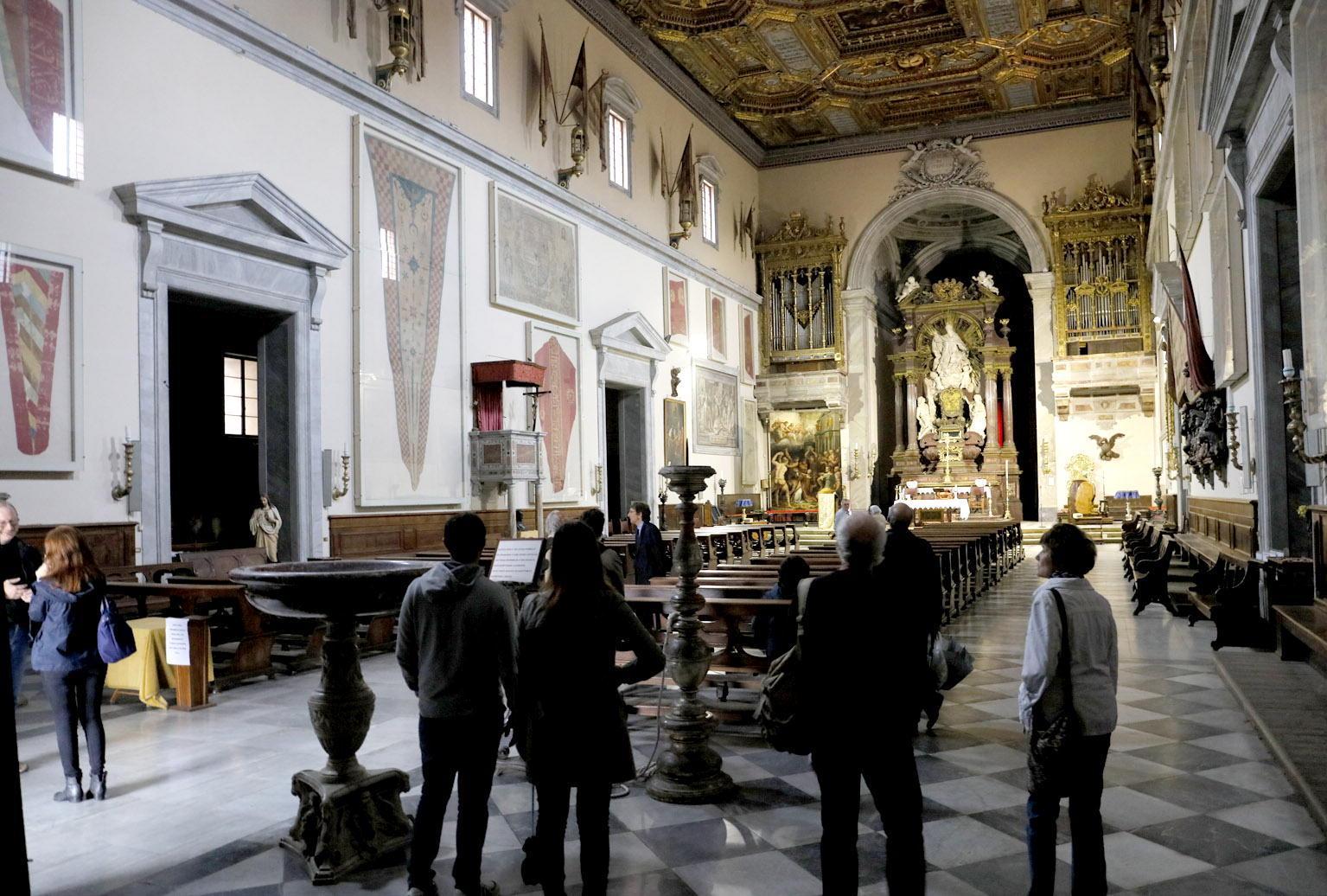 L'interno della chiesa di Santo Stefano dei Cavalieri dopo la riapertura
