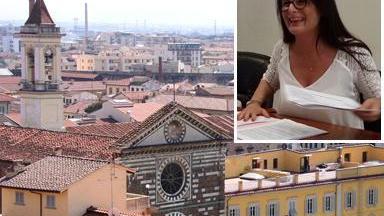 L'assessore Monia Faltoni e una veduta del centro storico di Prato