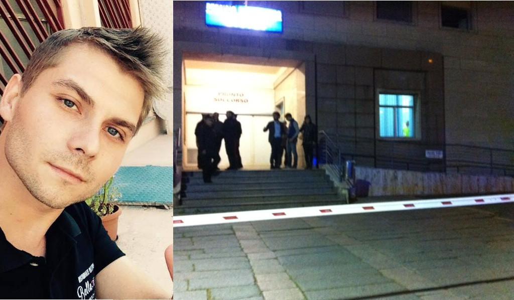 La polizia davanti all'ospedale di Iglesias dove è ricoverato Igor Diana